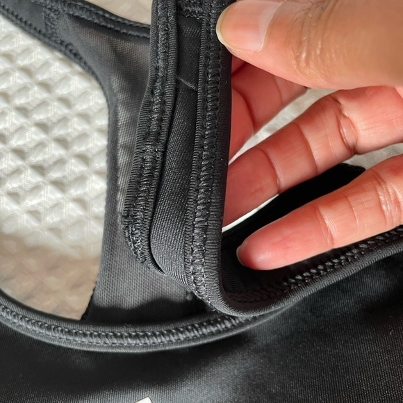 Spots Bra XS ADIDAS LOGO Spell Out Black Don't Rest Alphaskin M Support Trainer - Picture 10 of 13